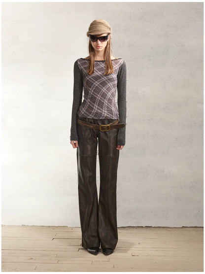 Reversible Face Print Henley Studded Sleeve Base Top