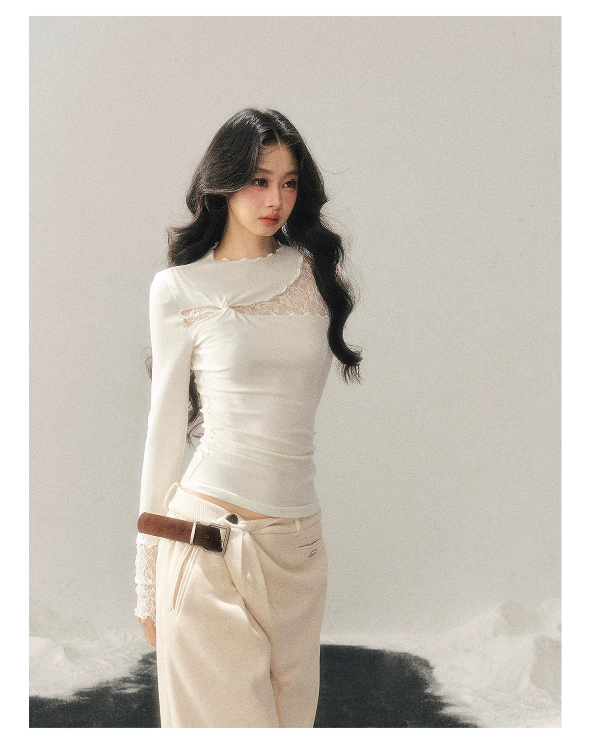 Mock-Neck Slim-Fit Long Sleeve T-Shirt