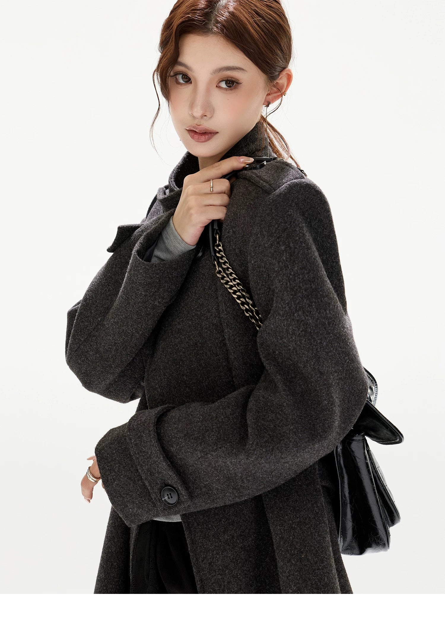Wide-Shoulder Wool-Blend Overcoat
