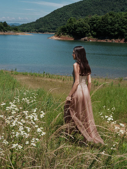 Gradient Mesh Slimming Resort Dress