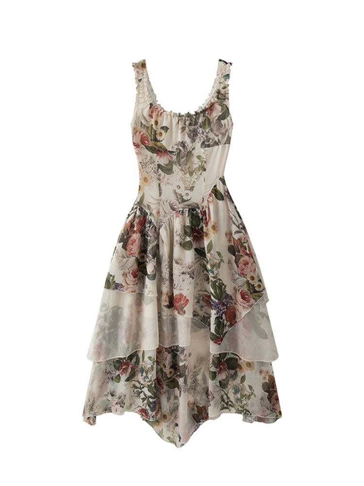 Square Neck Floral Dress