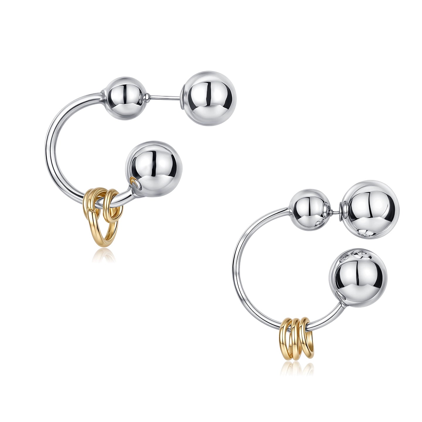 Reconstructed Dual-Tone Metallic Sphere Earrings