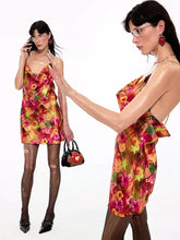 ”Summer Fruit“ Chain Backless Satin Spaghetti Strap Dress - CHINASQUAD