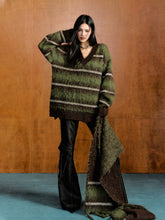 Striped Gradient Knitted Sweater & Scraf - CHINASQUAD