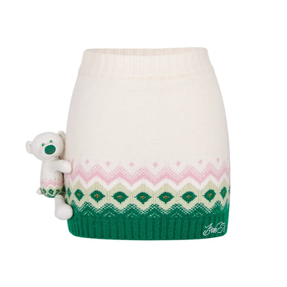 Jacquard A-Line Knit Mini Skirt