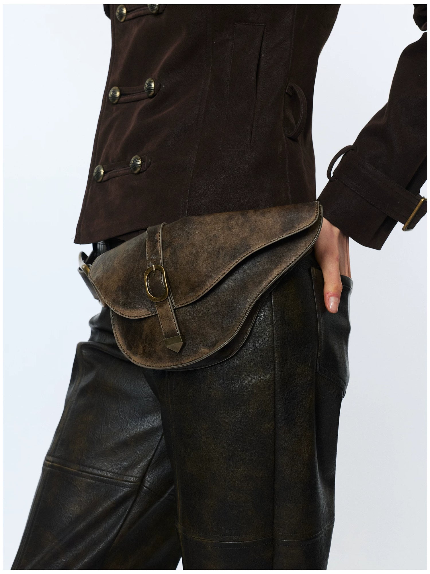 Vintage Detachable Buckle Zip Waist Bag Belt