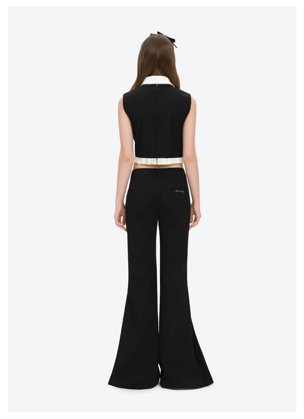 Pleated Flared Tailored Trousers