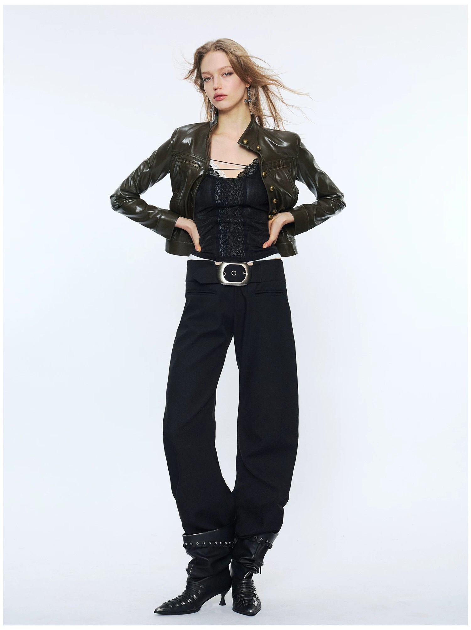 Metal-Waist Punk Tailored Trousers