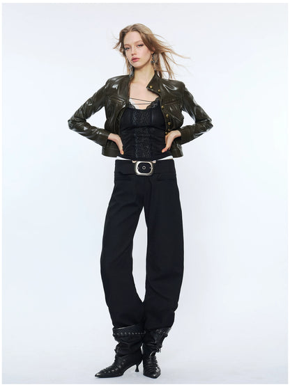 Metal-Waist Punk Tailored Trousers