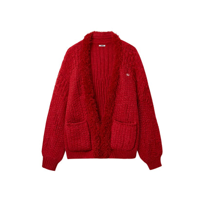 Polar Fur-Trimmed Knit Cardigan