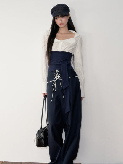 Navy Color-Blocking Shirt &amp; Pants Set - CHINASQUAD
