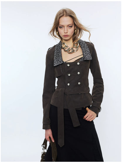 Punk Suede Short Trench Jacket