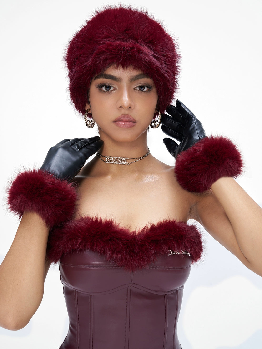 Angora-Touch Faux Fur Flat Cap