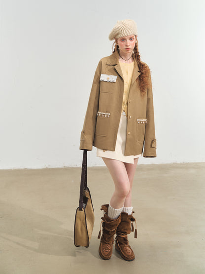 Tassel Drop-Shoulder Oversized Jacket