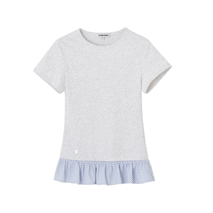 Fake Two-Piece Patchwork Puff Sleeve