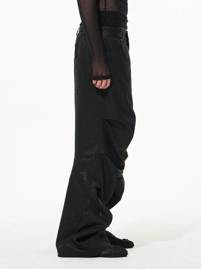 Black Crescent Pleat Cargo Pants