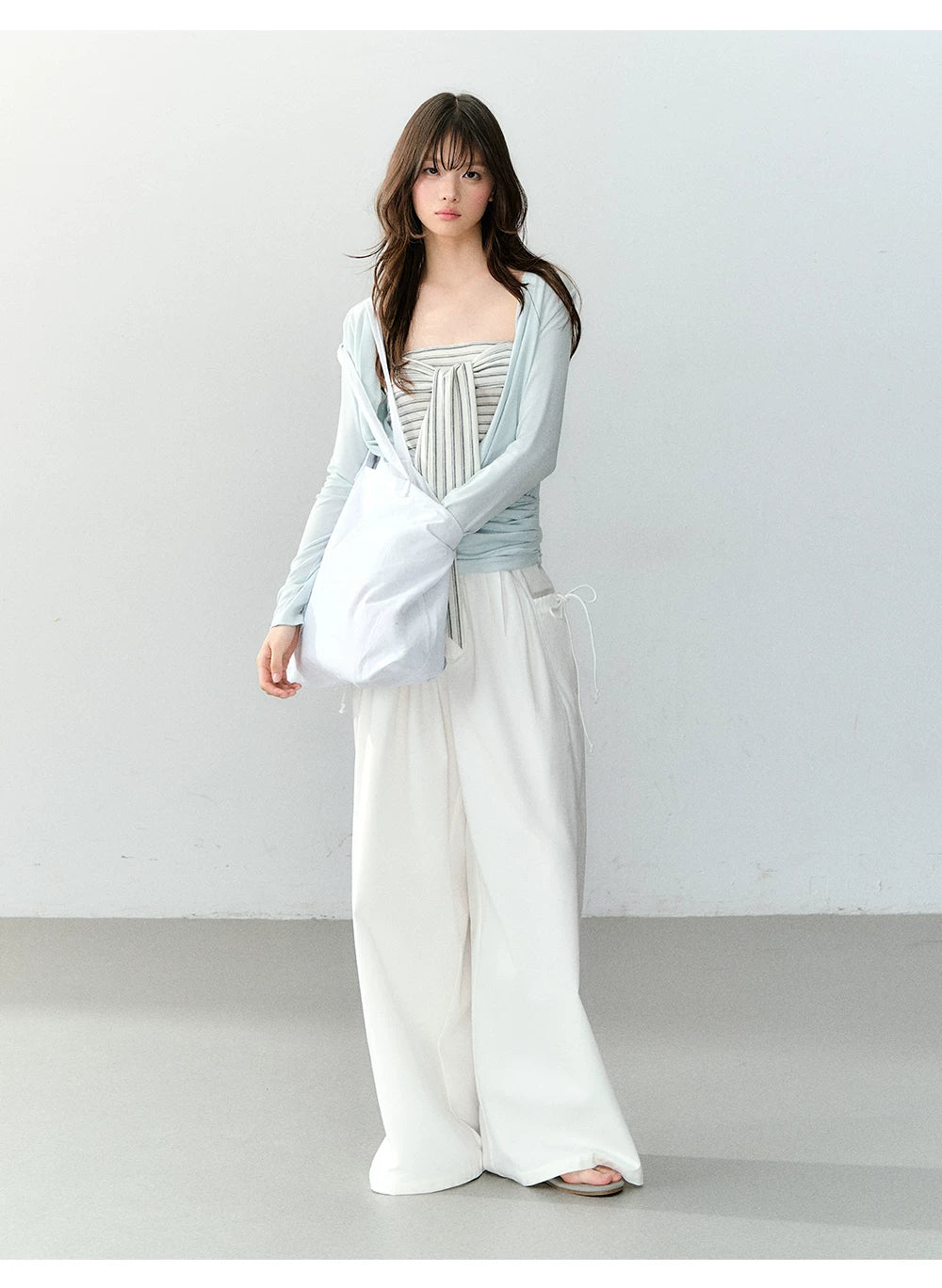 Lyocell Draped Neck Two-Piece Top Set
