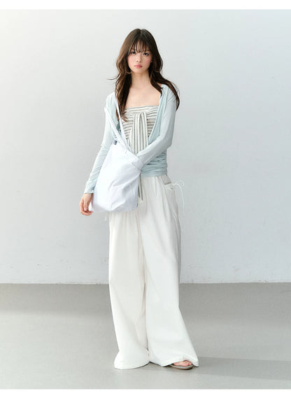 Lyocell Draped Neck Two-Piece Top Set