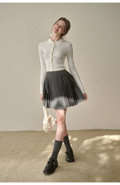 Silky Wool Cropped Cardigan