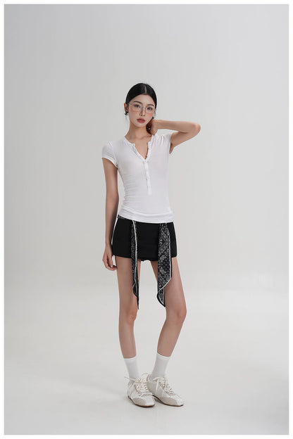 Minimalist Side-Zip Skort Mini Skirt