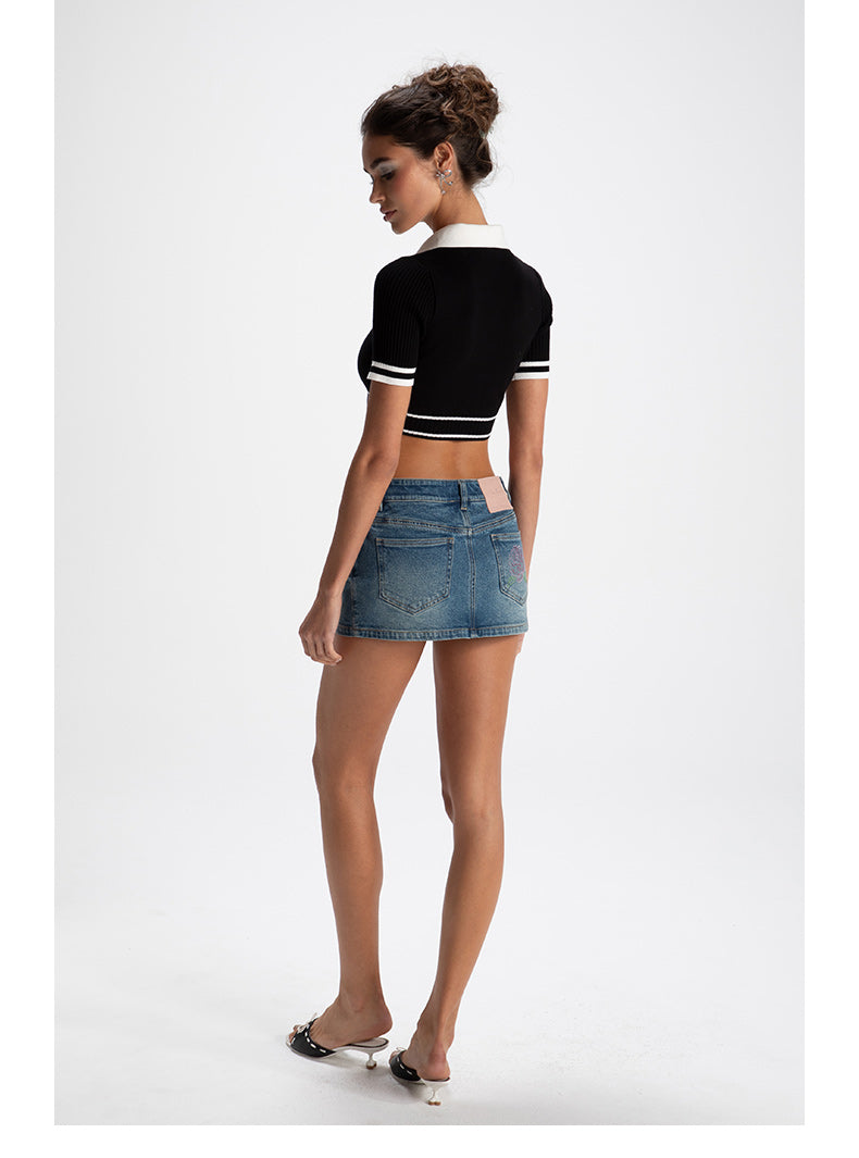 Black denim skirt factorie best sale