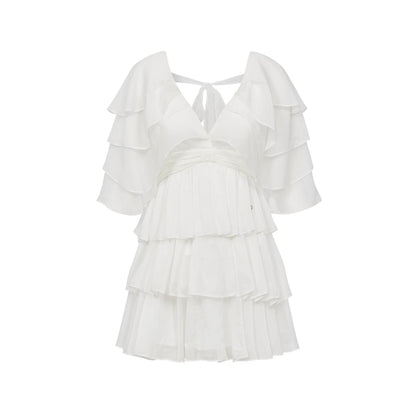 V-Neck Waist-Defined Midi Dress