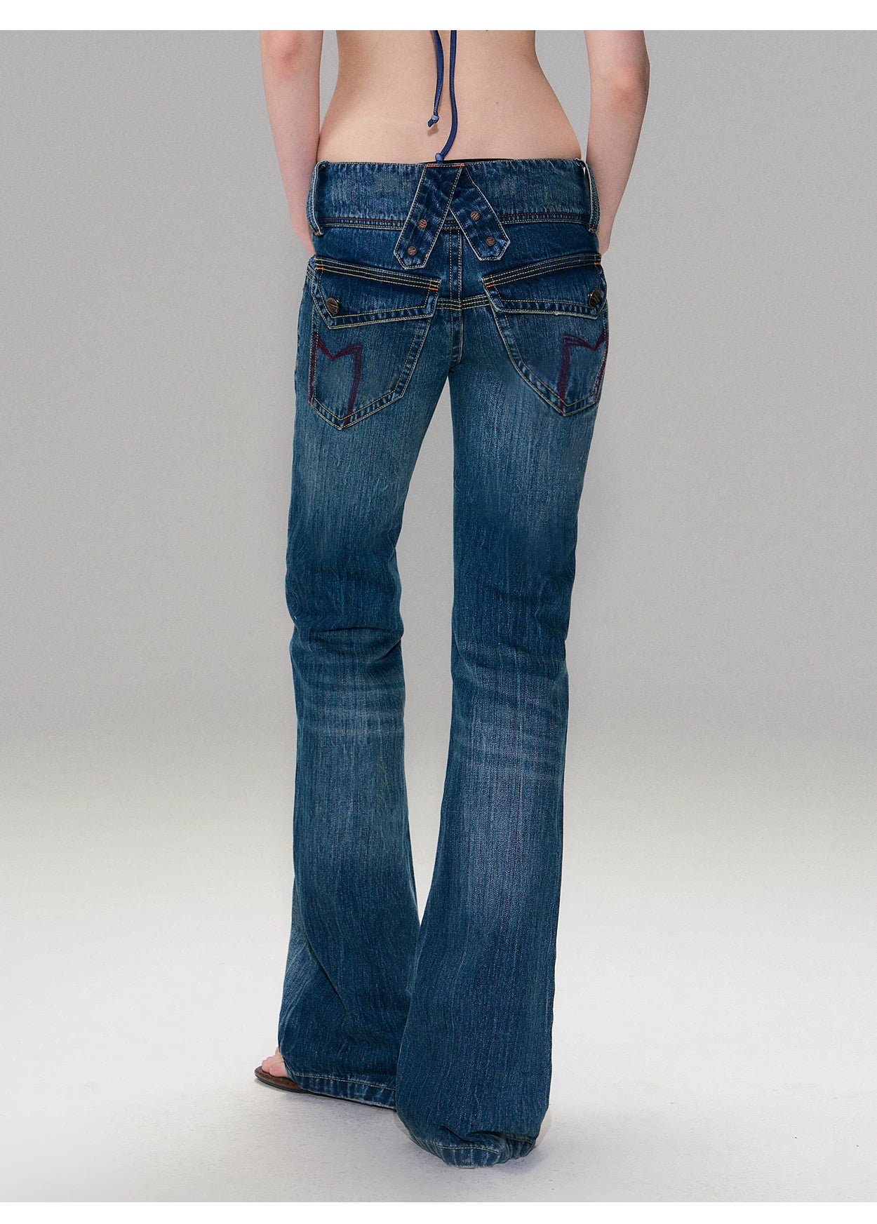 Hand-Dyed Low-Rise Slim Flared Jeans