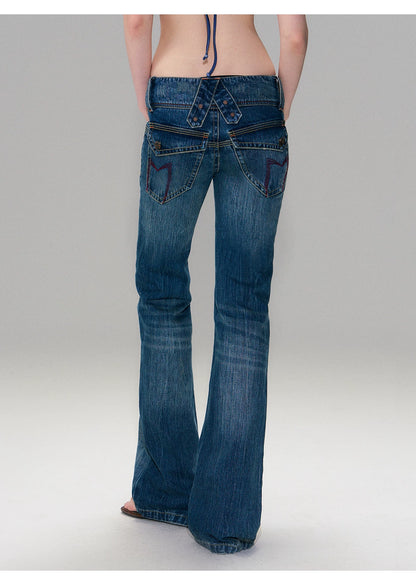 Hand-Dyed Low-Rise Slim Flared Jeans