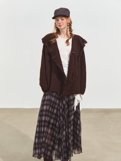 Fringed Hooded Cardigan