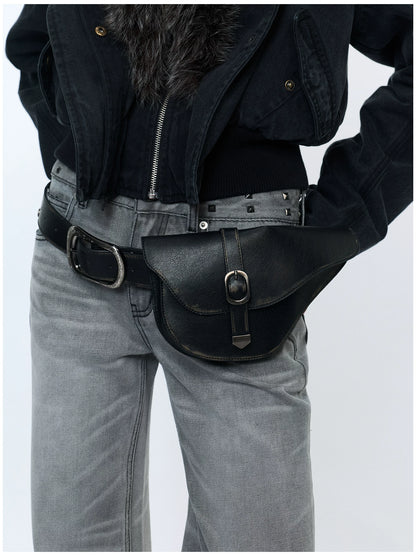Vintage Detachable Buckle Zip Waist Bag Belt