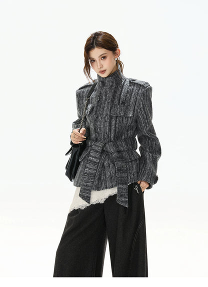 Double-Breasted Belted Wool-Blend Jacket