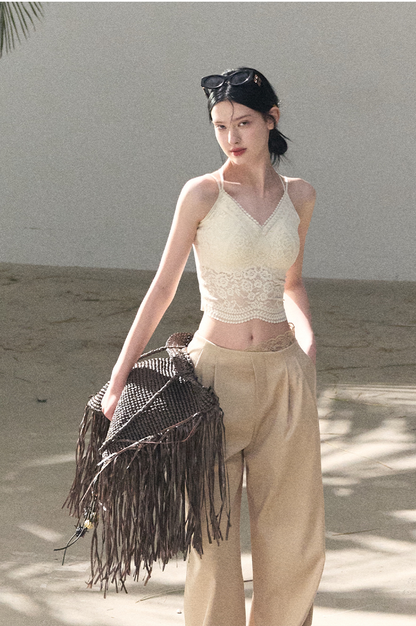 High-Stretch Lace Backless Camisole