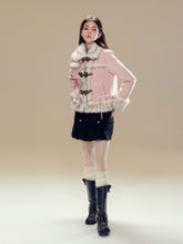 Pink Suede Butterfly Horn Button Shearling Coat - CHINASQUAD