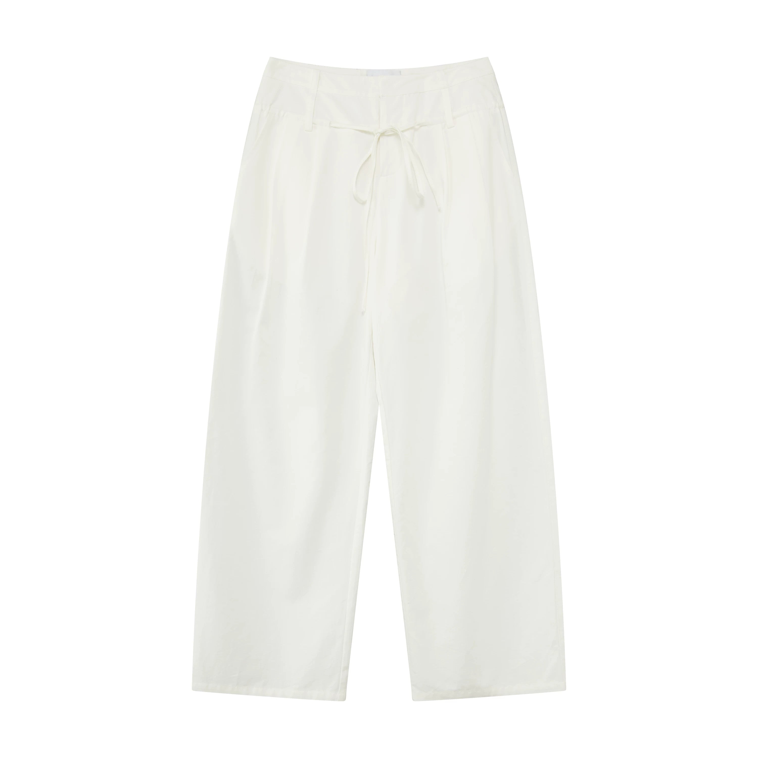 Lyocell Linen Drawstring Barrel-Leg Pants