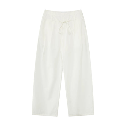 Lyocell Linen Drawstring Barrel-Leg Pants