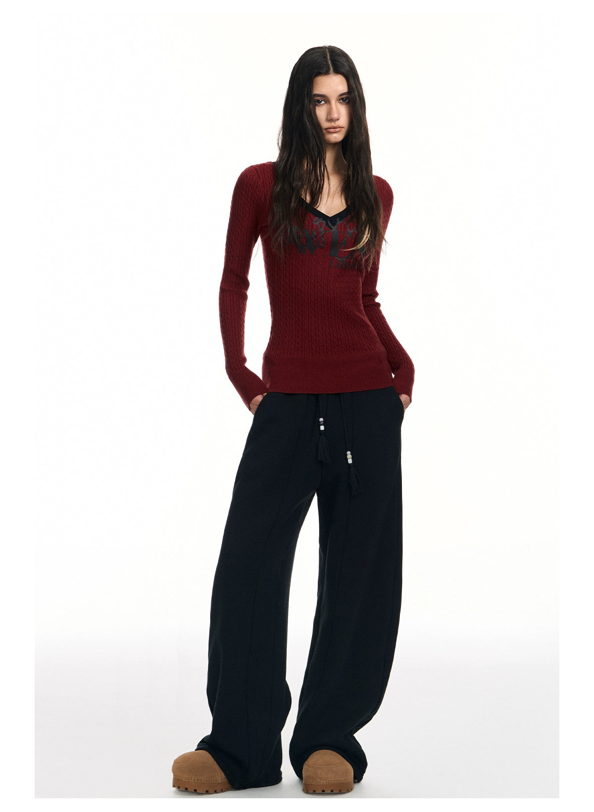 High-Stretch Slim-Fit Red Sweater