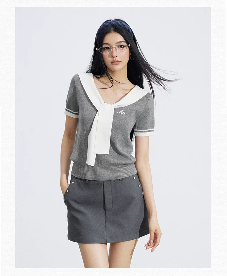 Lyocell Soft-Touch Layered Scarf Knit Top