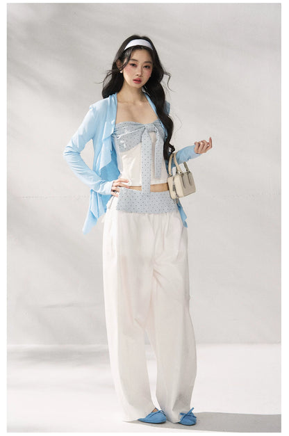Strapless Top &amp; Relaxed Wide-Leg Pants Set