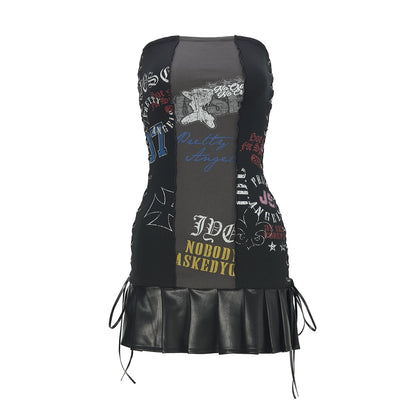 Mesh-Panel Metal Detail Bodycon Dress