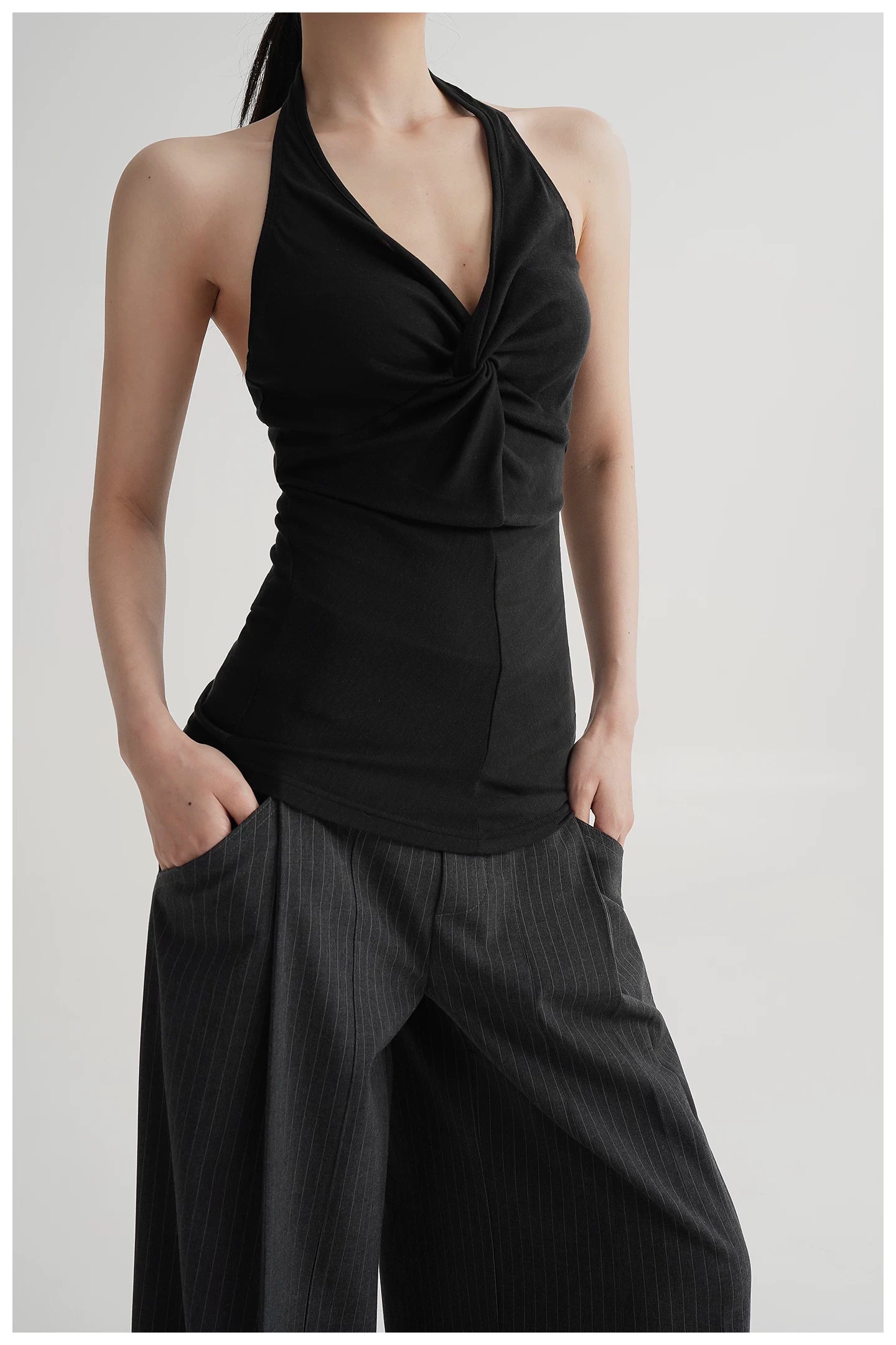 Silk-Blend Draped Halterneck Camisole