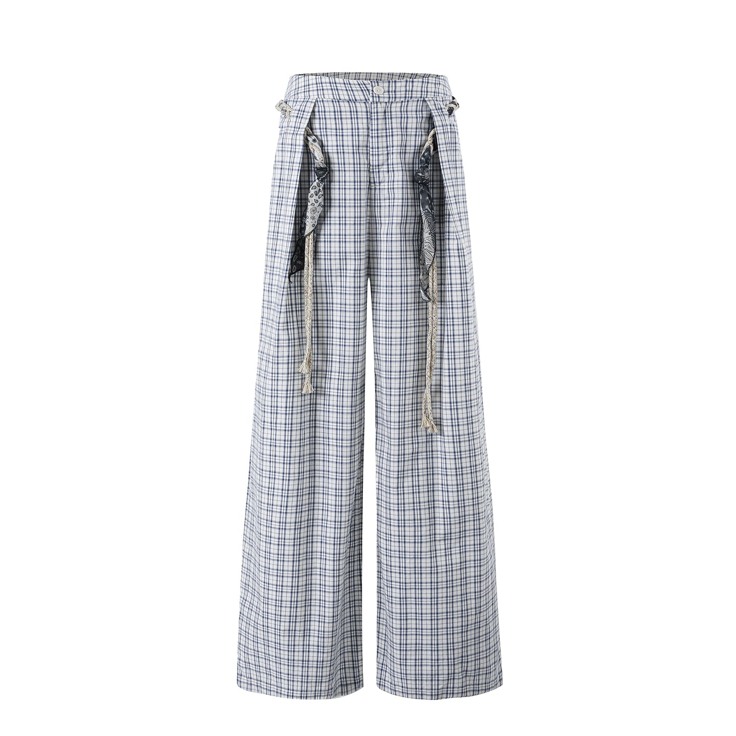 Relaxed Plaid Cotton Wide-Leg Trousers