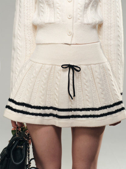 Sailor Doll Collar Knit Cardigan &amp; Skirt Set