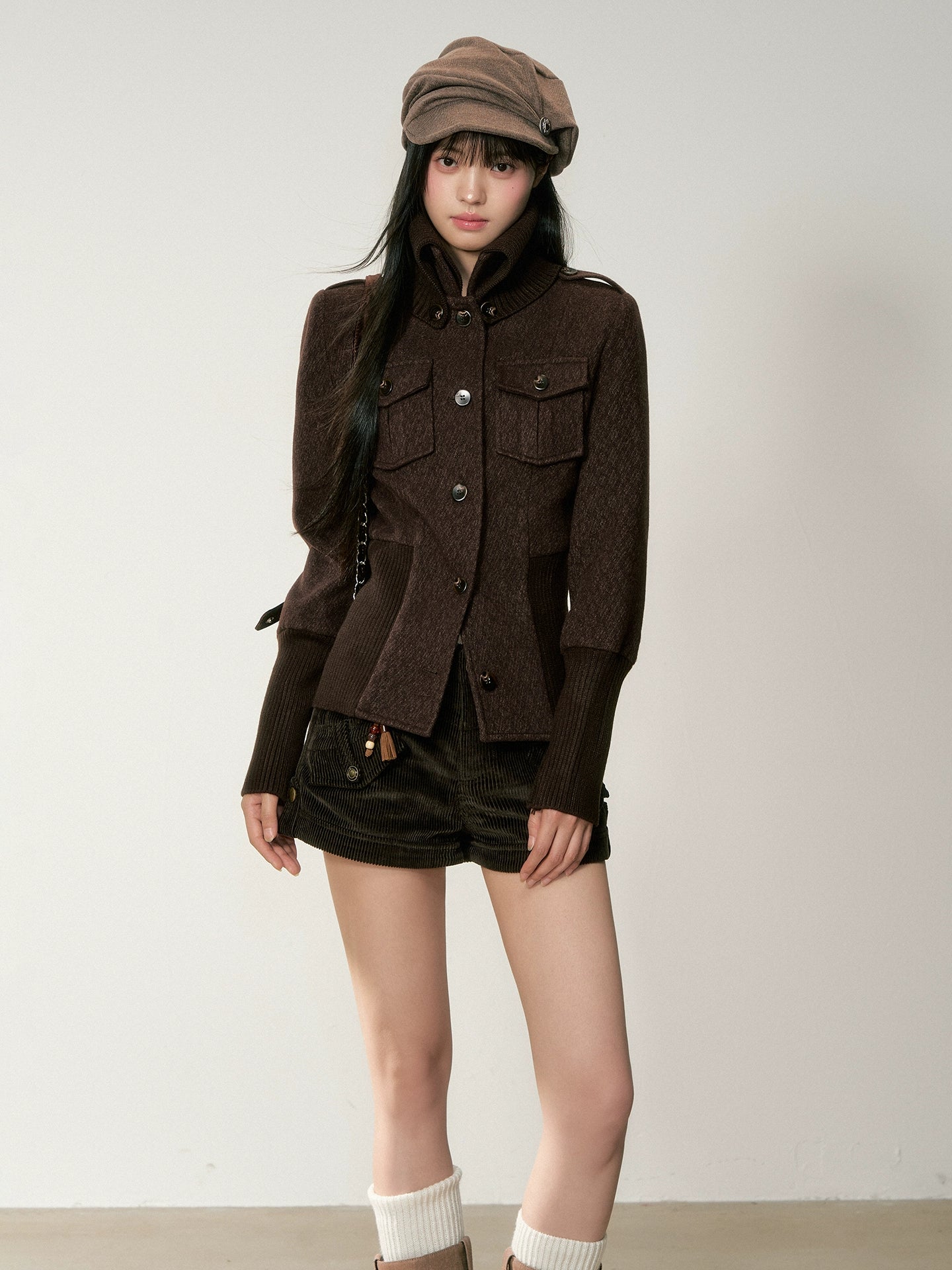 Vintage Cinched-Waist Double-Way Wool Jacket