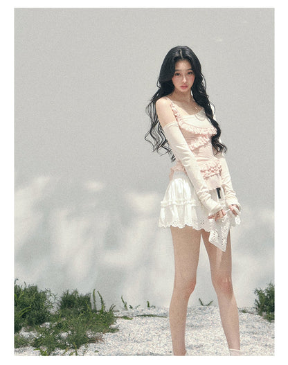 Asymmetric Ruffle Off-Shoulder Top