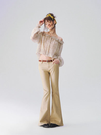 Garment-Dyed Flared Denim Jeans