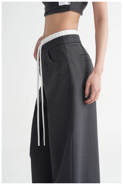 Panel Wide-Leg Floor-Length Trousers