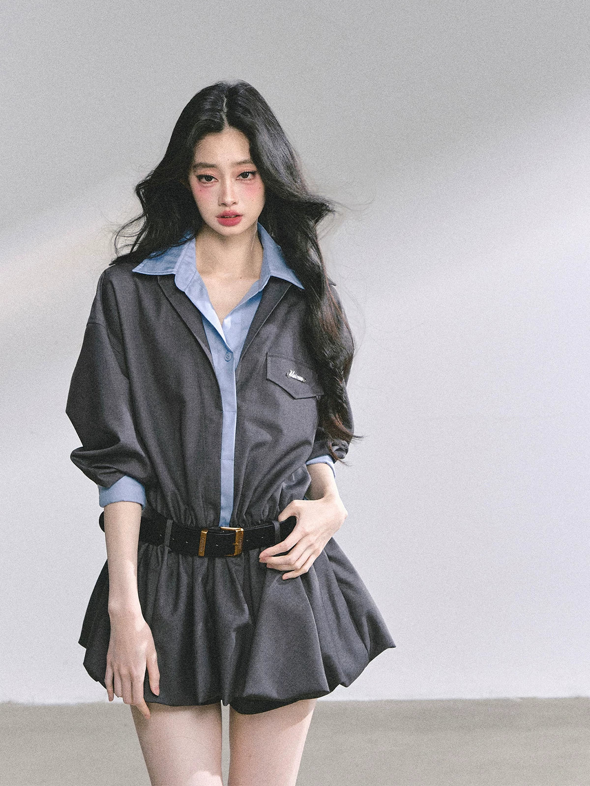 Hepburn-Style Bubble Hem Mini Dress