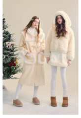 Cream Rabbit Shearling Coat & Skirt Set - CHINASQUAD