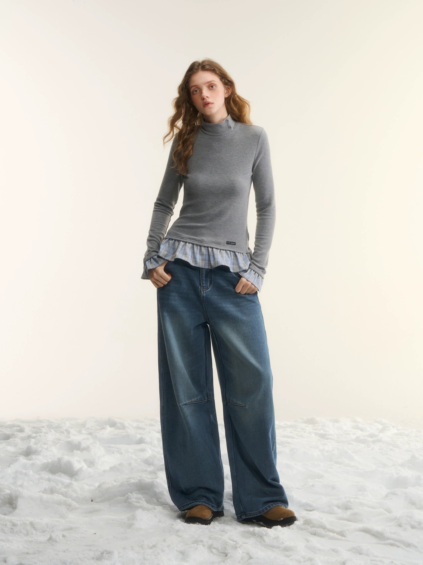 Washed Sculpted Loose-Fit Denim Trousers