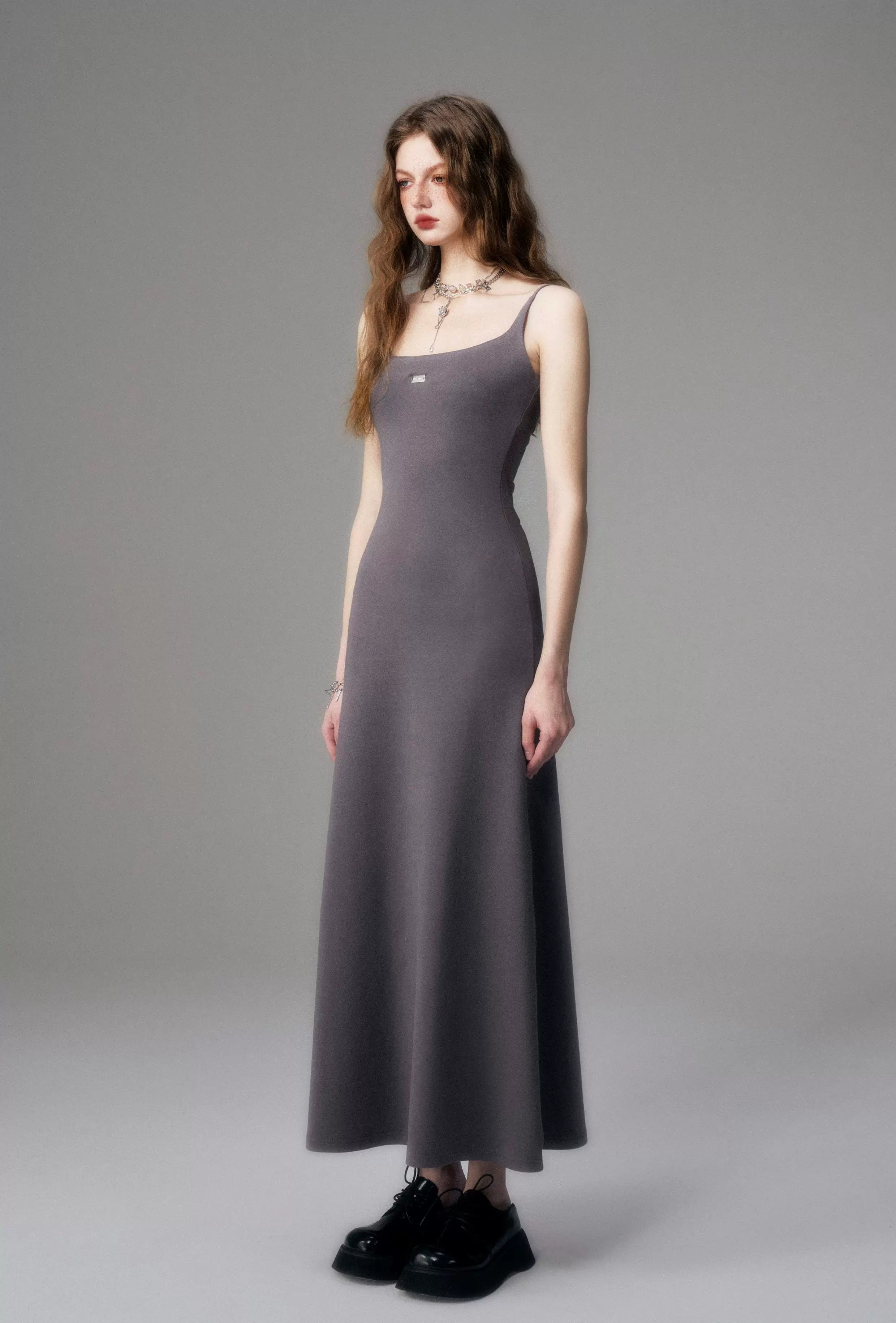 Minimal Long Knit Slip Maxi Dress